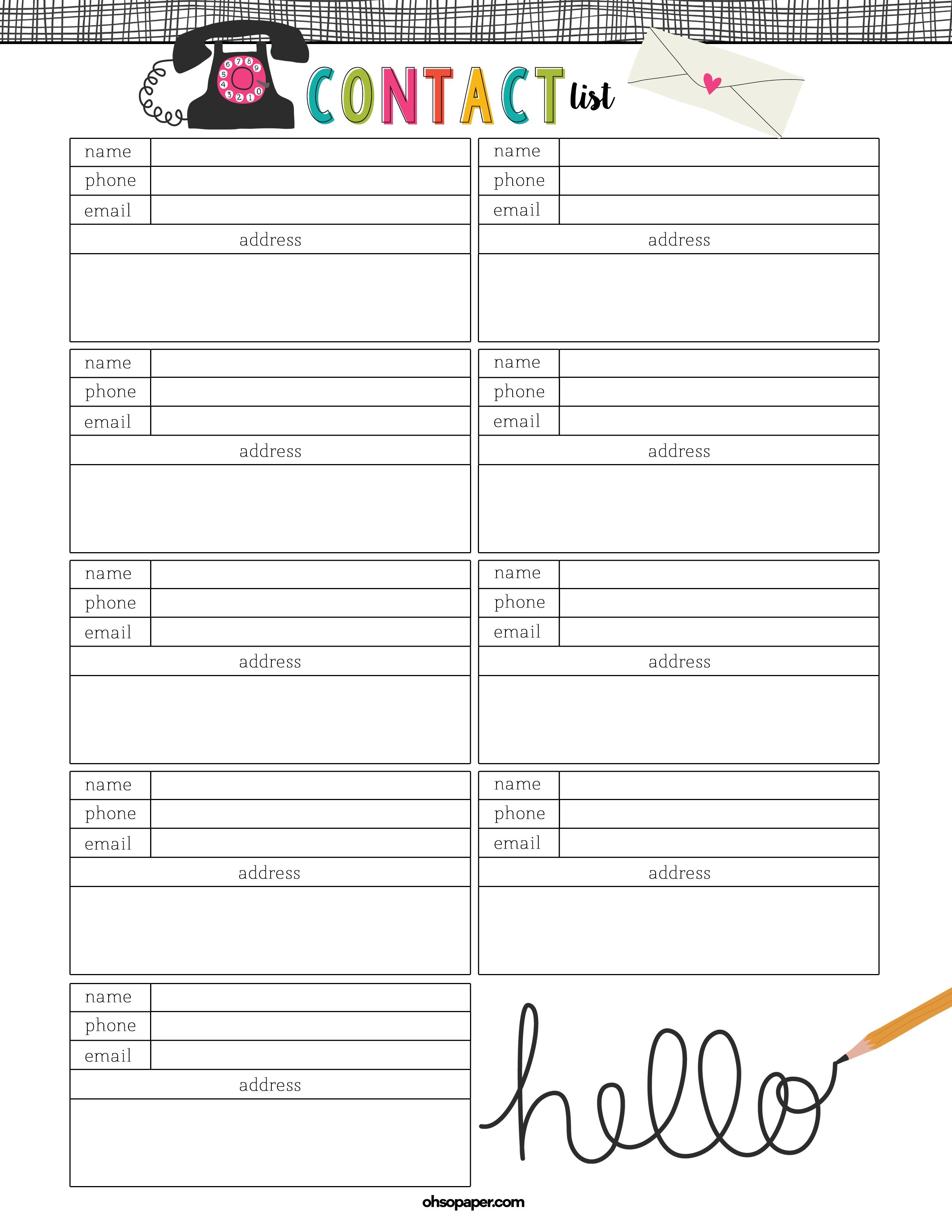 Free Printable Contact List Never Lose Contact Info Again With This - Free Printable Contact List Template