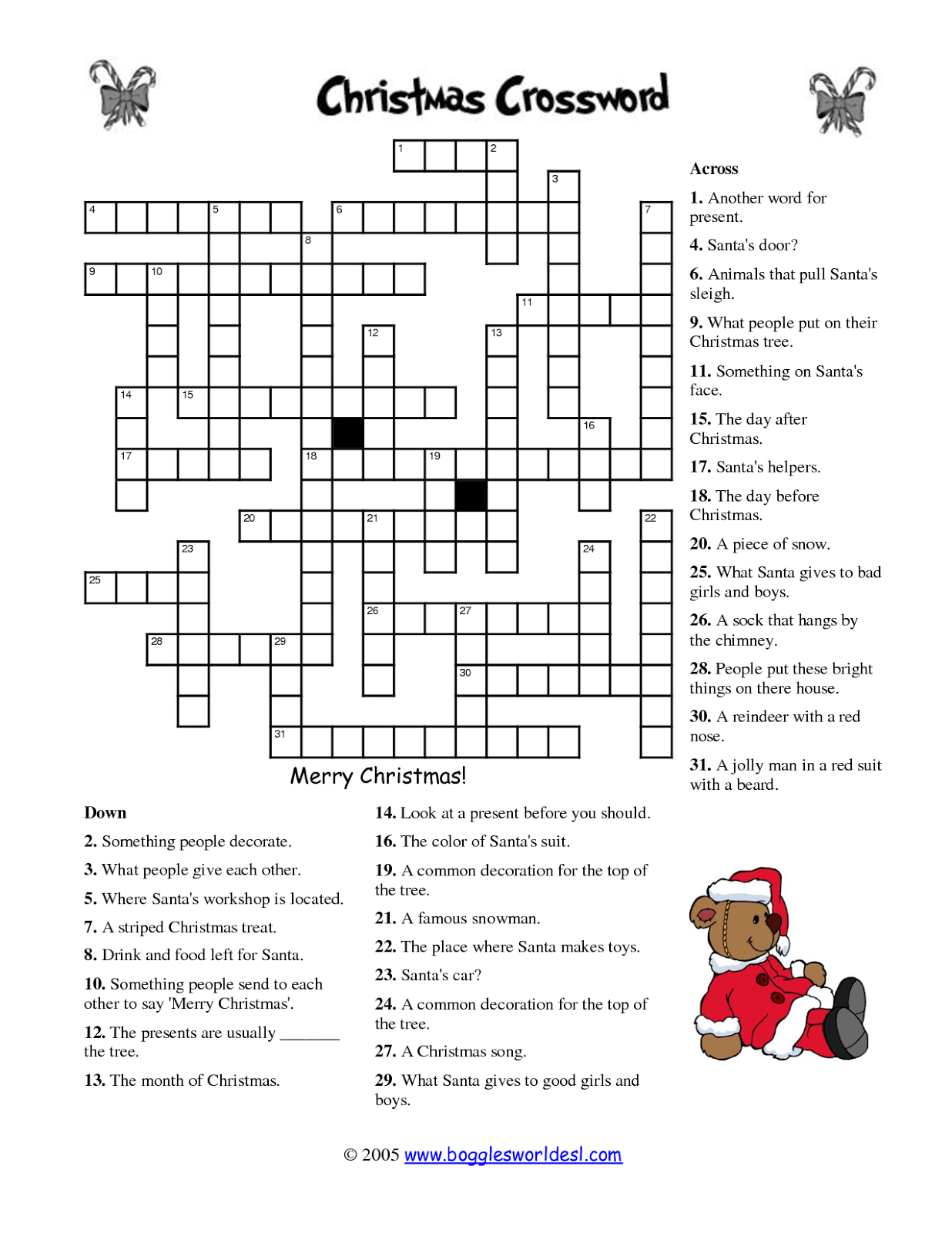 Free Printable Crossword Puzzles | M34 | Free Printable Crossword - Free Printable Christmas Picture Puzzles