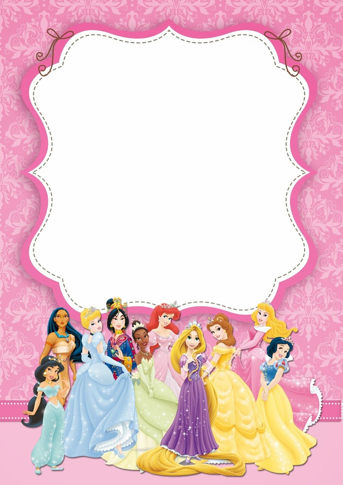 Free Printable Disney Princess Ticket Invitation | Pink And Gold - Disney Princess Birthday Invitations Free Printable