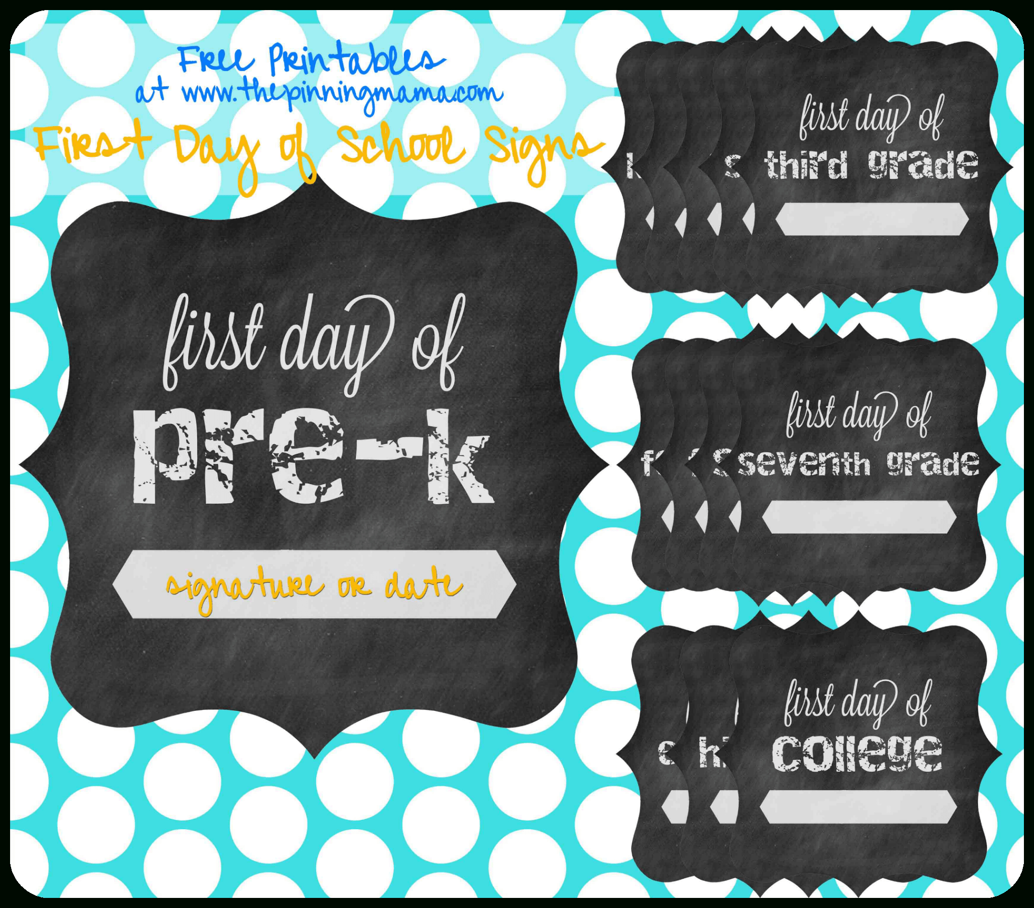 Free Printable} First Day Of School Chalkboard Sign • The Pinning Mama - Free First Day Of School Printables
