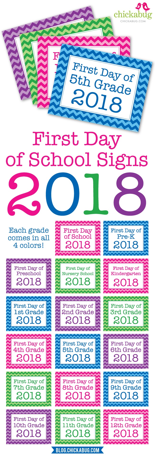 Free Printable First Day Of School Signs 2018