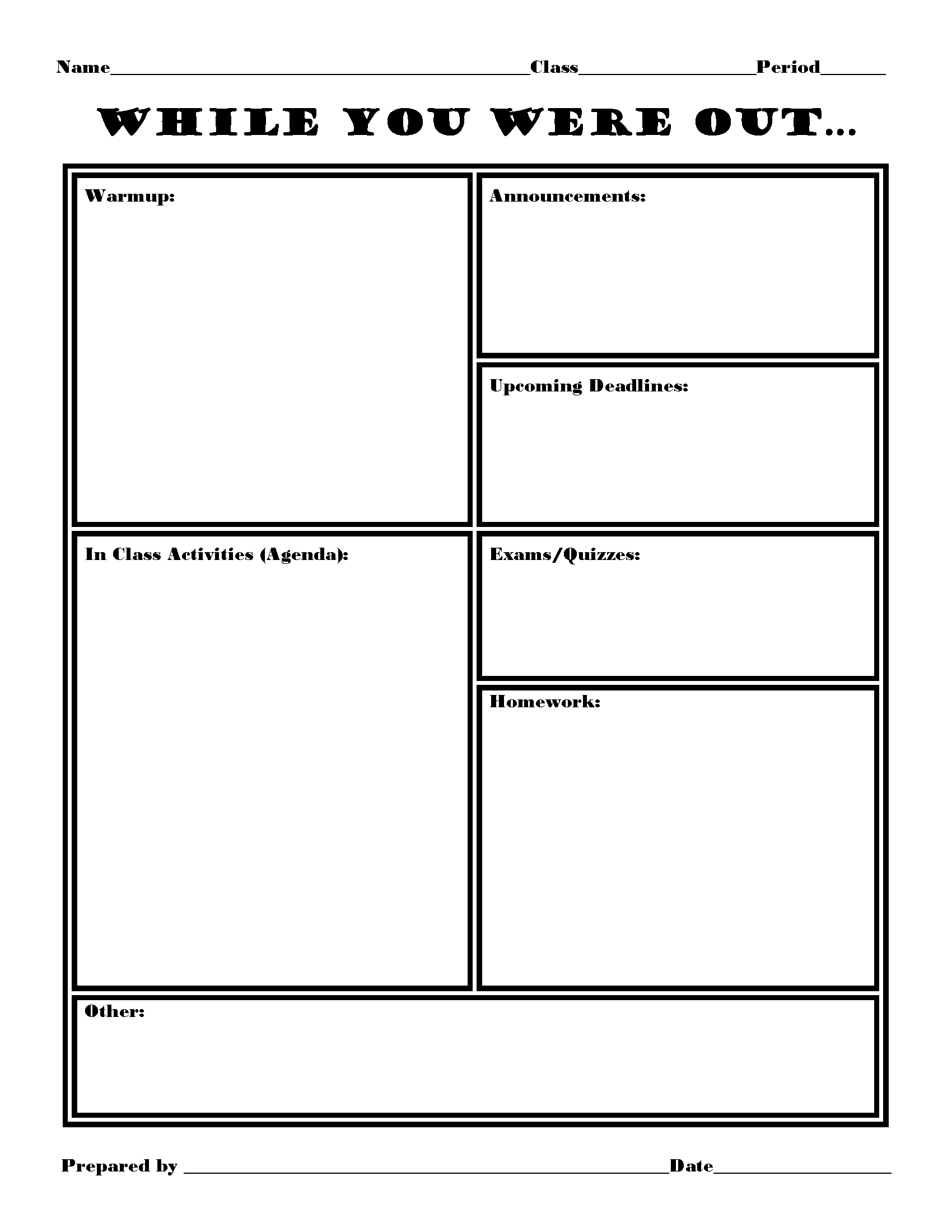 Free Printable For Student Absences – A Teacher&amp;#039;s Life… - Get Out Of Homework Free Pass Printable