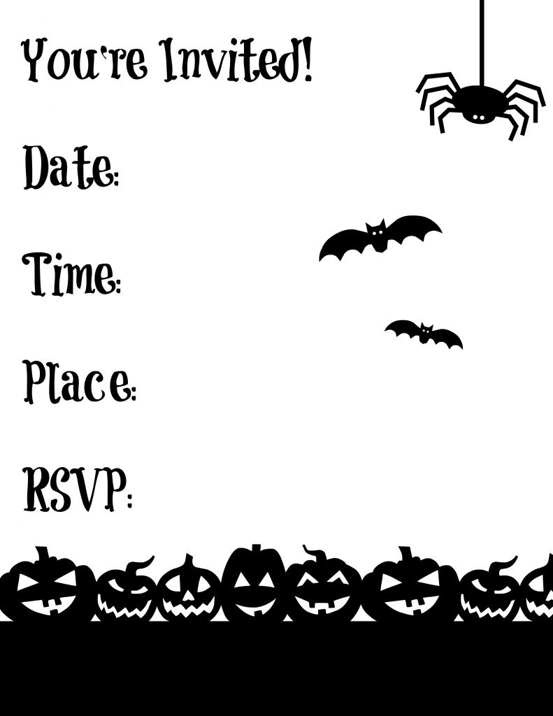 Halloween Invitations Free Printable Black And White Free Printable