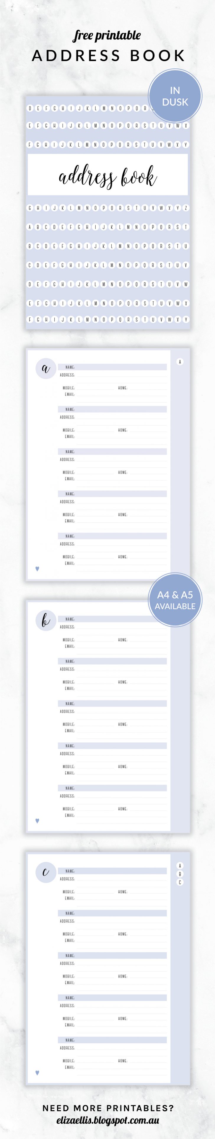 Free Printable Address Book Pages