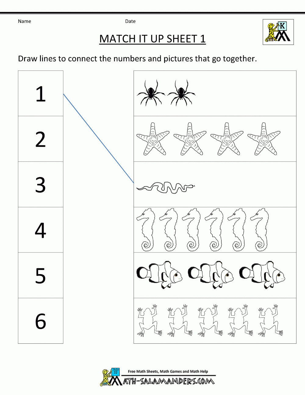Free Printable Kindergarten Worksheets Match It Up 1 Match It Up - Free Printable Worksheets For Lkg Students