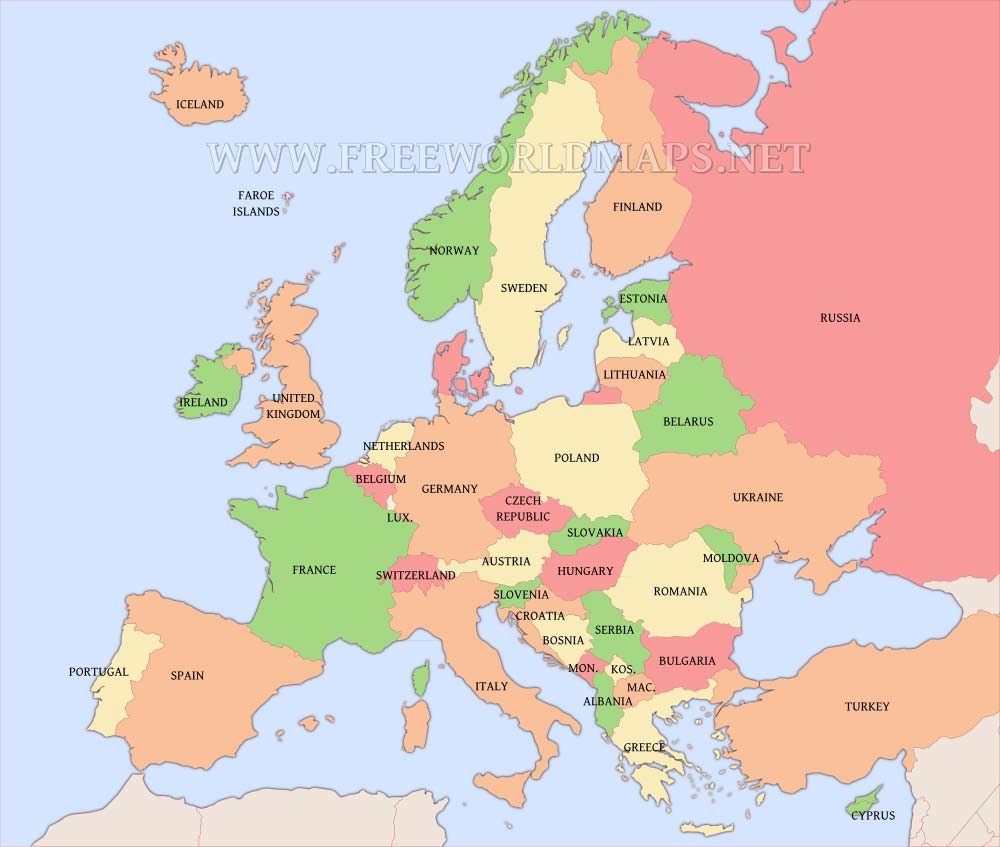 Free Printable Maps Of Europe - Free Printable Map Of Europe With Cities