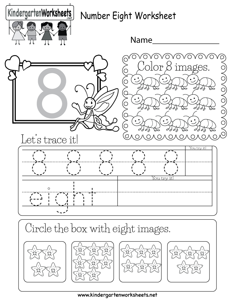 Free Printable Number Eight Worksheet For Kindergarten - Free Printable Number Worksheets