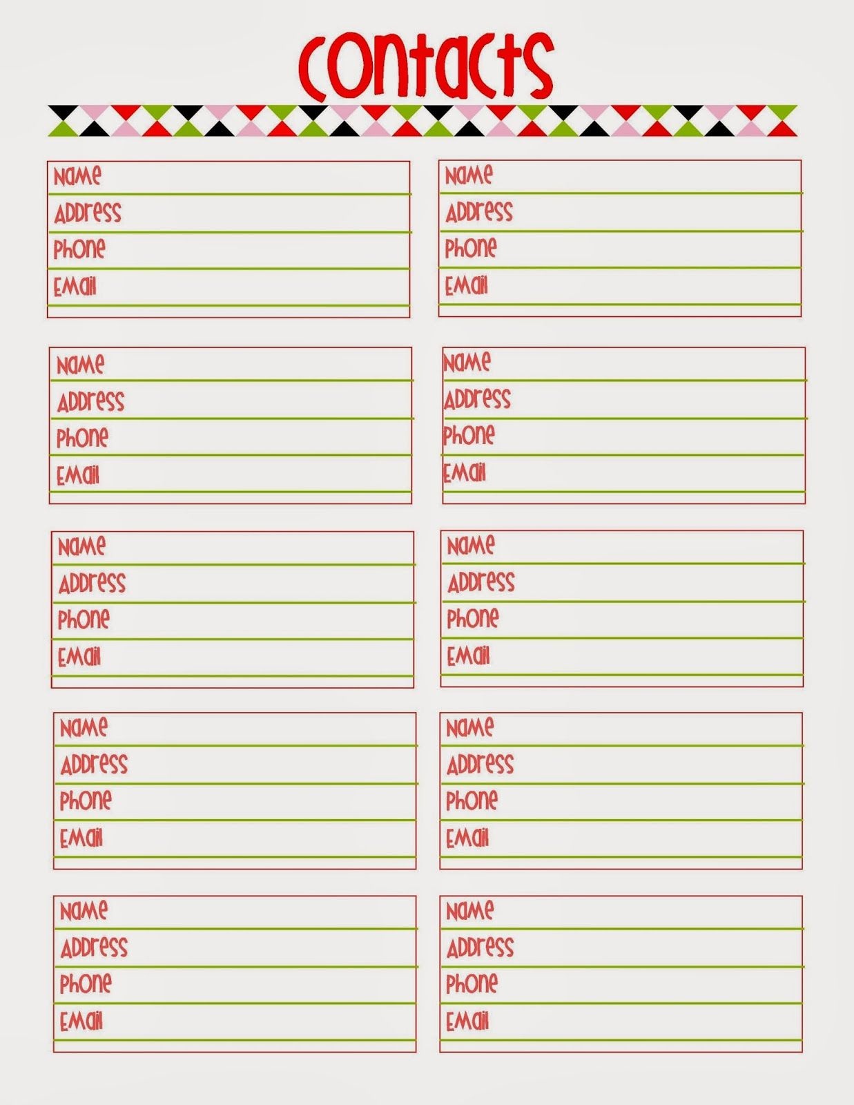 Free Printable Planner In Two Colors} | Printables | Templates - Free Printable Contact List Template