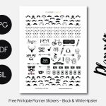 Free Printable Planner Stickers   Black & White Hipster | Yay! More   Bullet Journal Stickers Free Printable Black And White