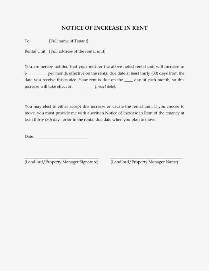 Free Printable Rent Increase Letter