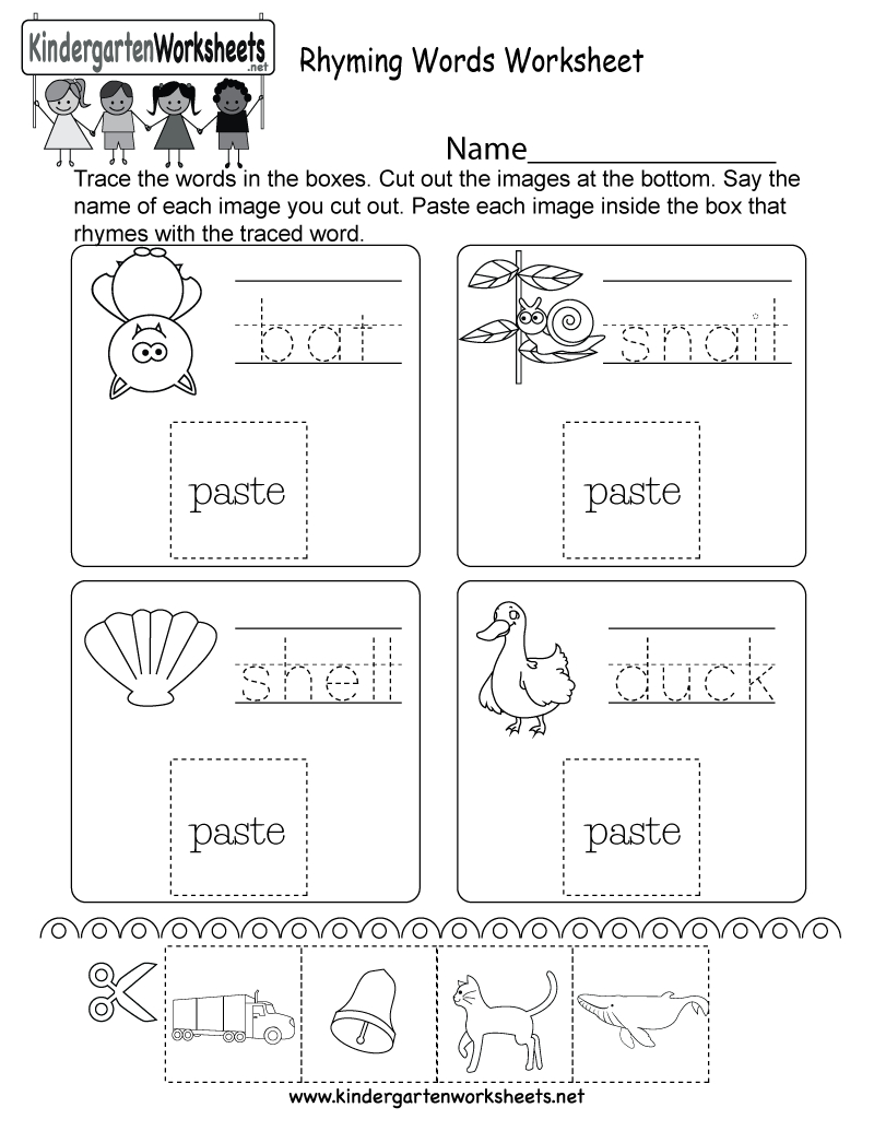 Free Printable Rhyming Words Worksheet For Kindergarten - Free Printable Rhyming Words Worksheets