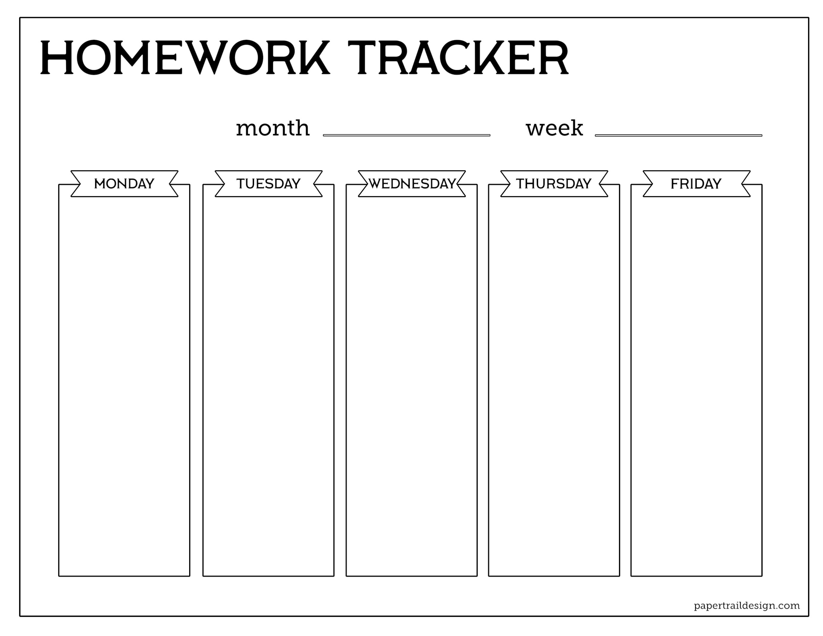 homework template for kindergarten