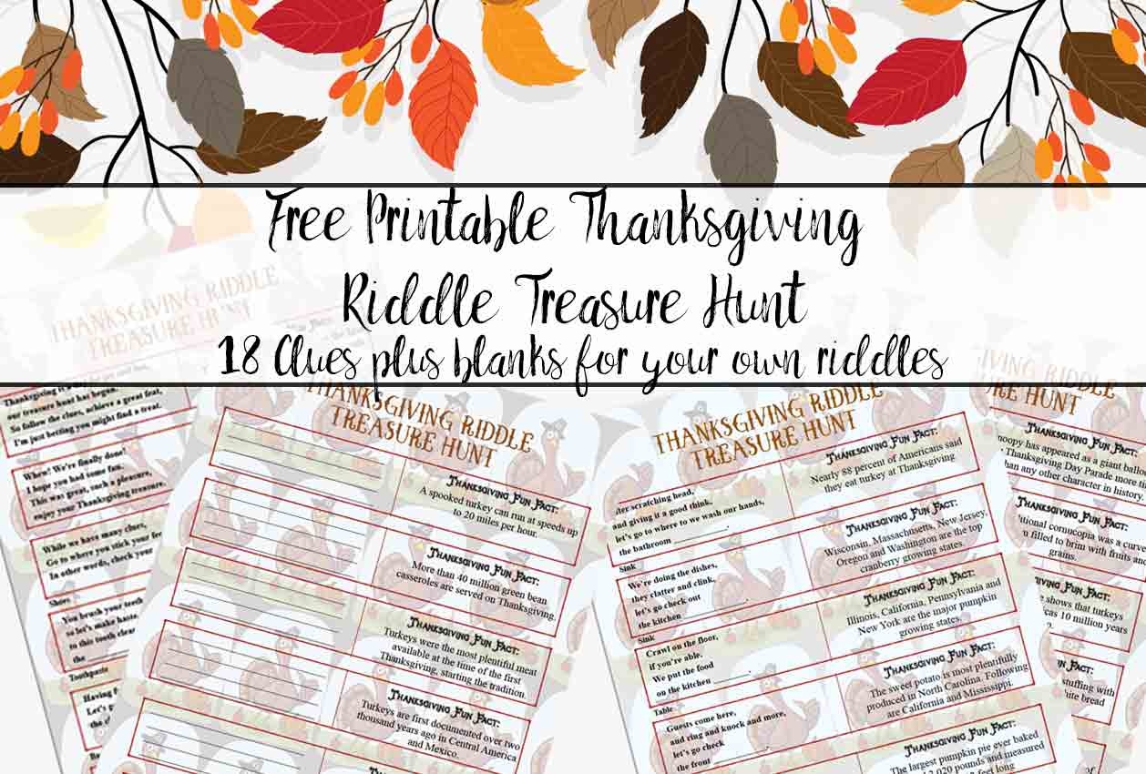 Free Printable Thanksgiving Riddle Treasure Hunt: 18 Mix-And-Match Clues - Free Printable Sud
