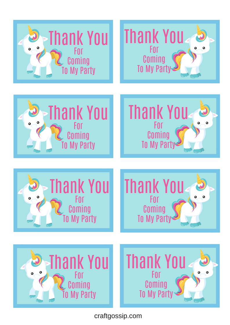 Free Printable Unicorn Party Gift Tag | Crafts | Unicorn Themed - Free Printable Thank You Tags For Birthday Favors