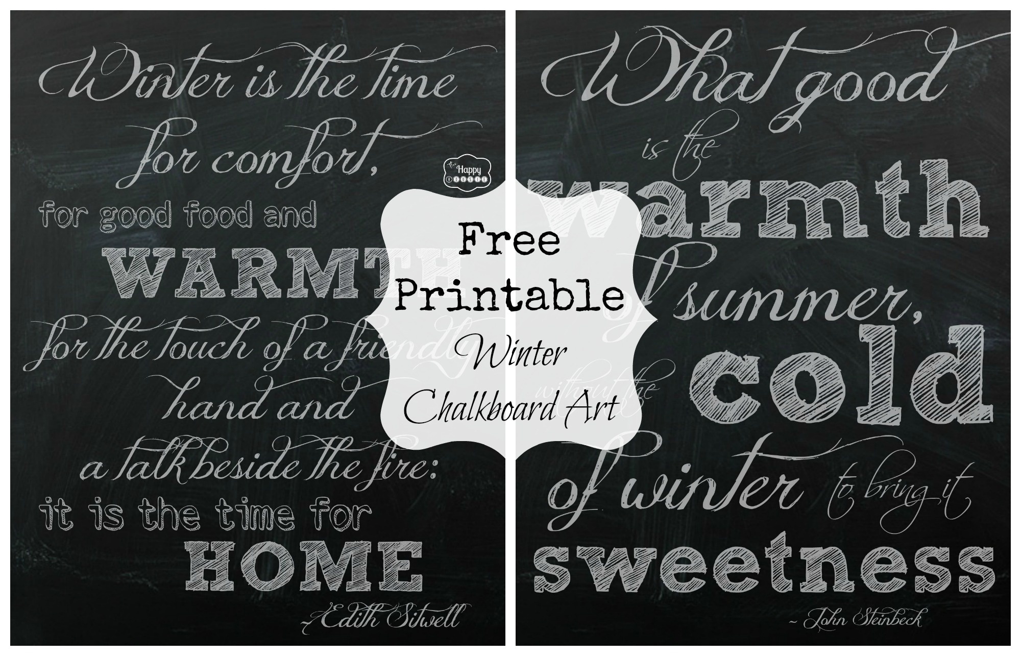 Free Printable Winter Chalkboard Art | The Happy Housie - Free Chalkboard Printables