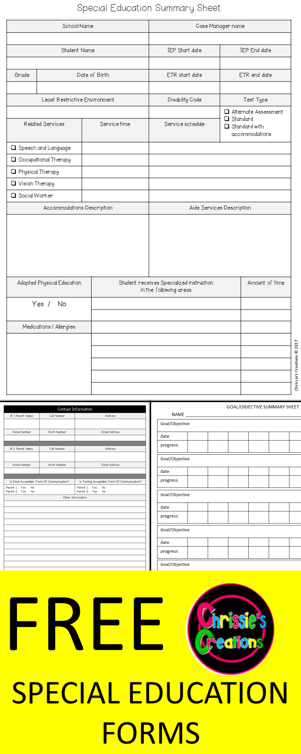 Free Special Education Iep Summary And Data Sheet | Special - Iep At A Glance Free Printable