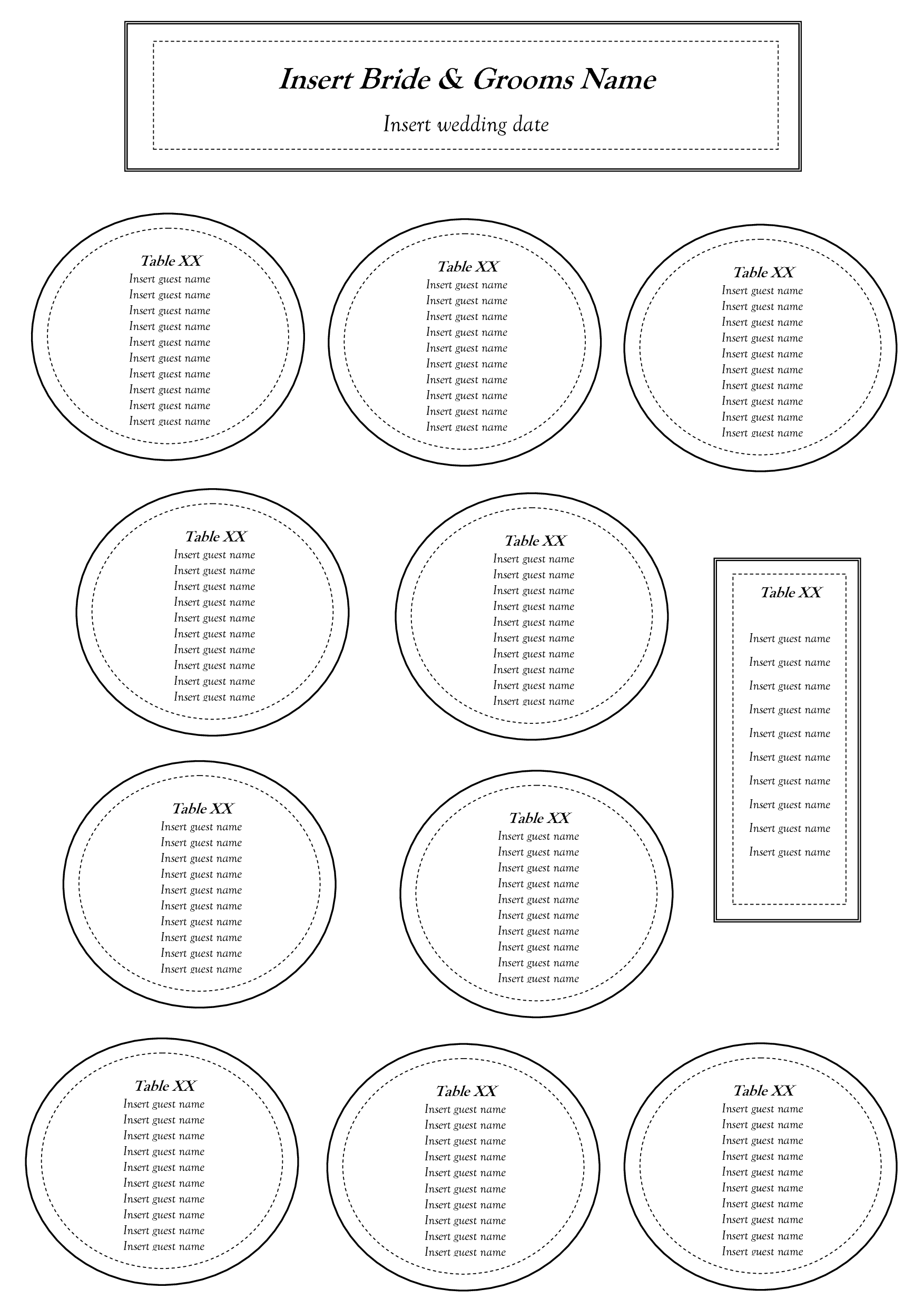 Free Table Seating Chart Template | Seating Charts In 2019 | Seating - Free Printable Wedding Seating Plan