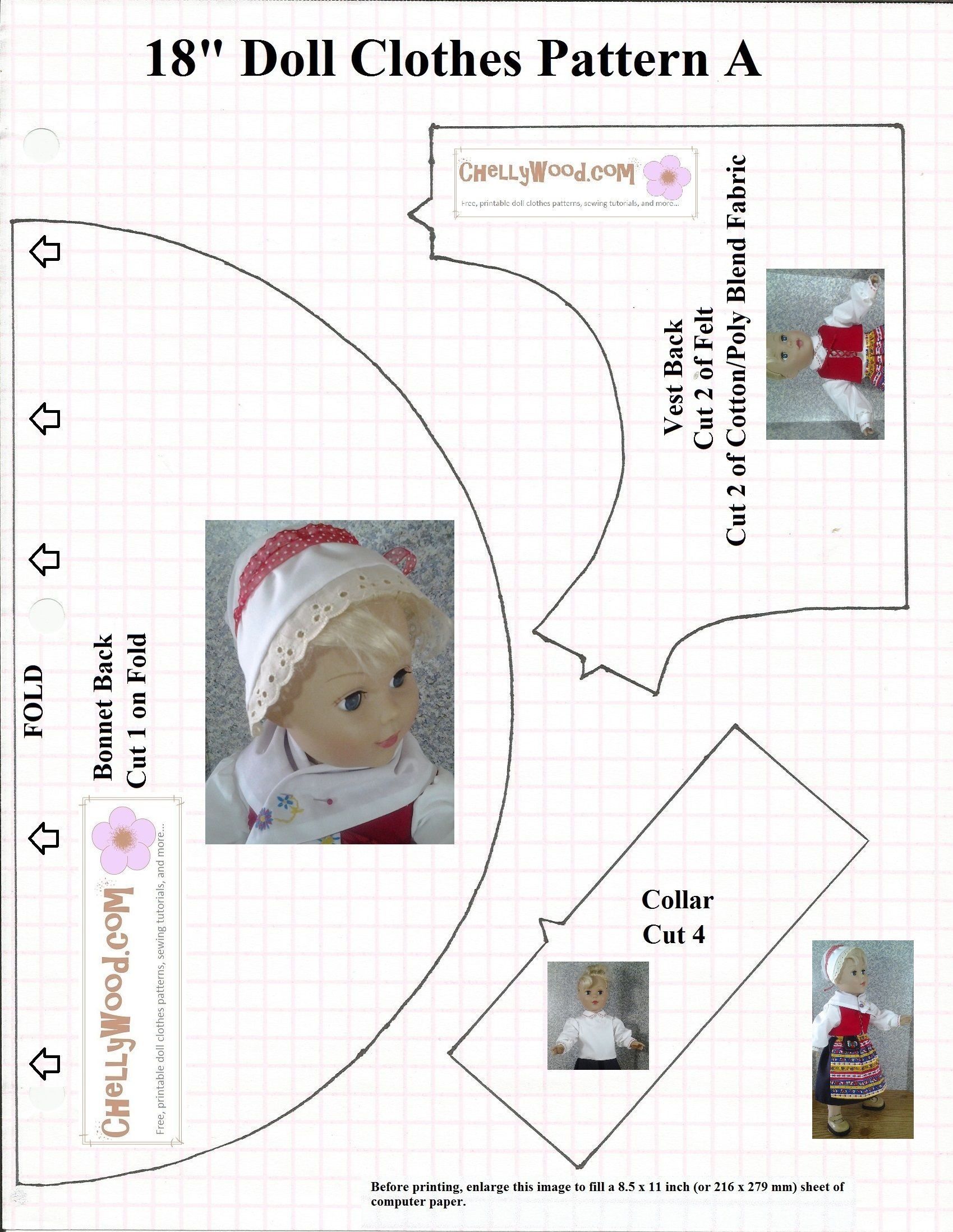 Free Traditional Swedish Outfit Pattern For 18&amp;quot; Dolls - Bonnet - 18 Inch Doll Clothes Patterns Free Printable