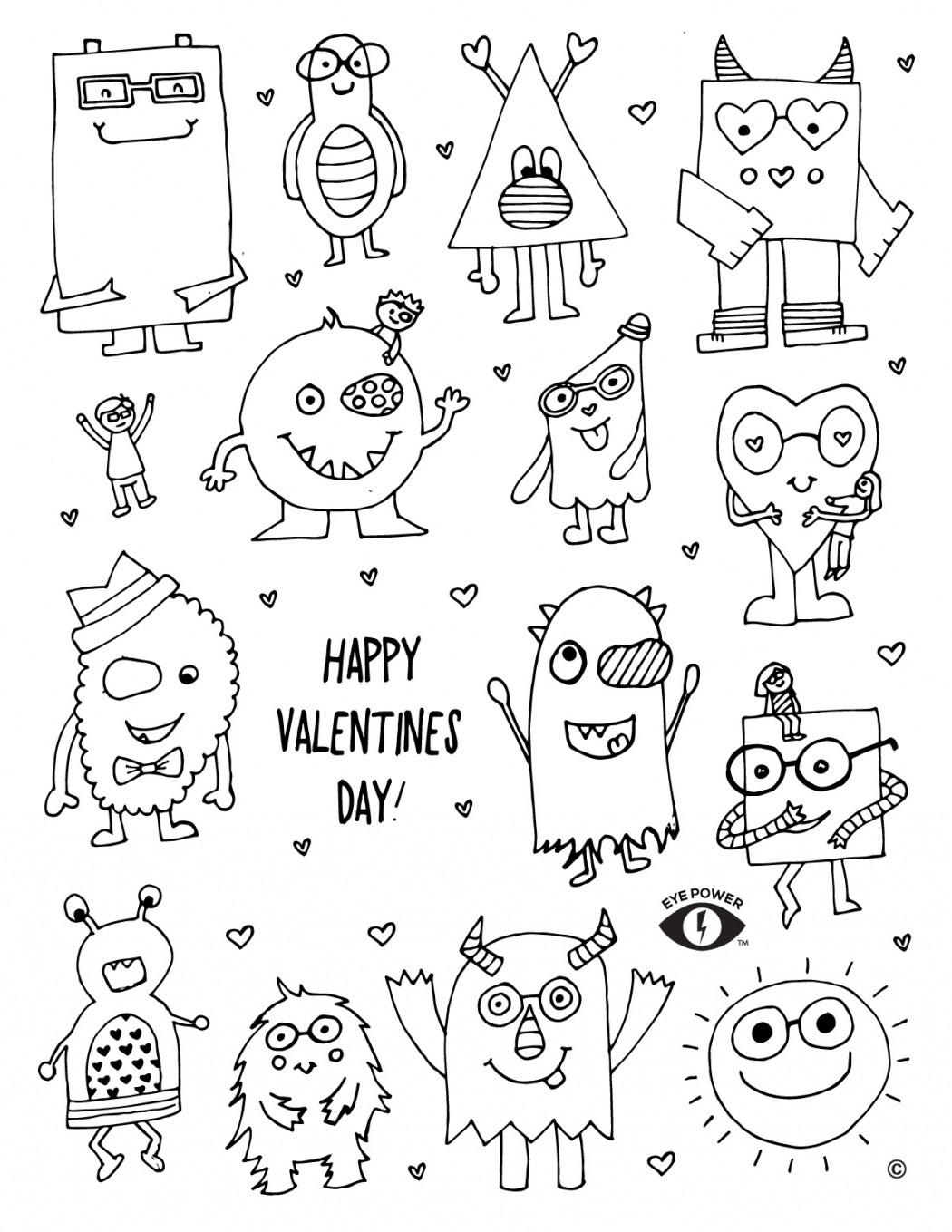 Free Valentines Coloring Page Printable - Eye Power Kids Wear - Free Printable Valentine Coloring Pages