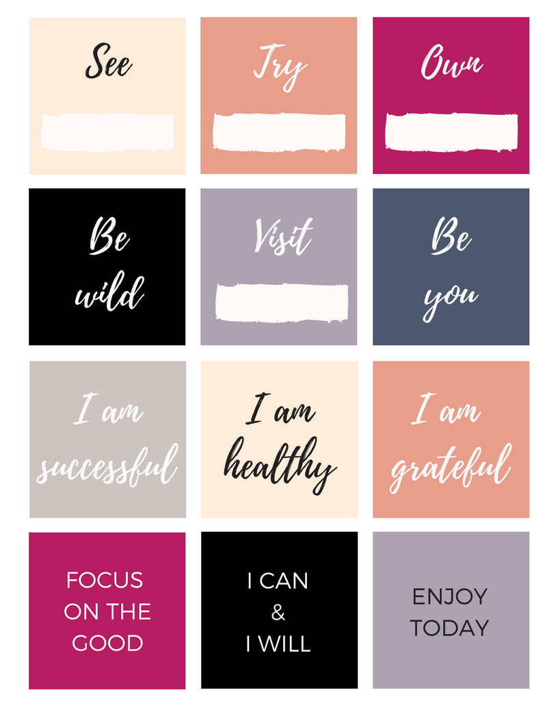 Vision Board Printable Words