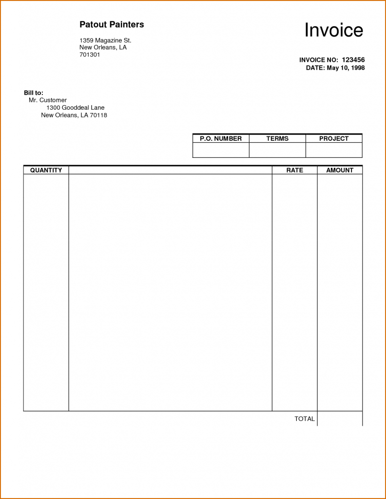 simple printable invoice template