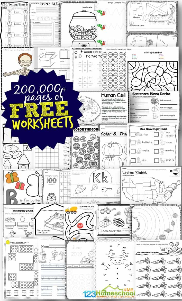 Free Worksheets 200 000 For Prek 6Th 123 Homeschool 4 Me Free Printable Pre K Curriculum