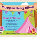 Girl Camping Birthday Invitation Party Printablebusychickadees   Free Printable Camping Themed Birthday Invitations