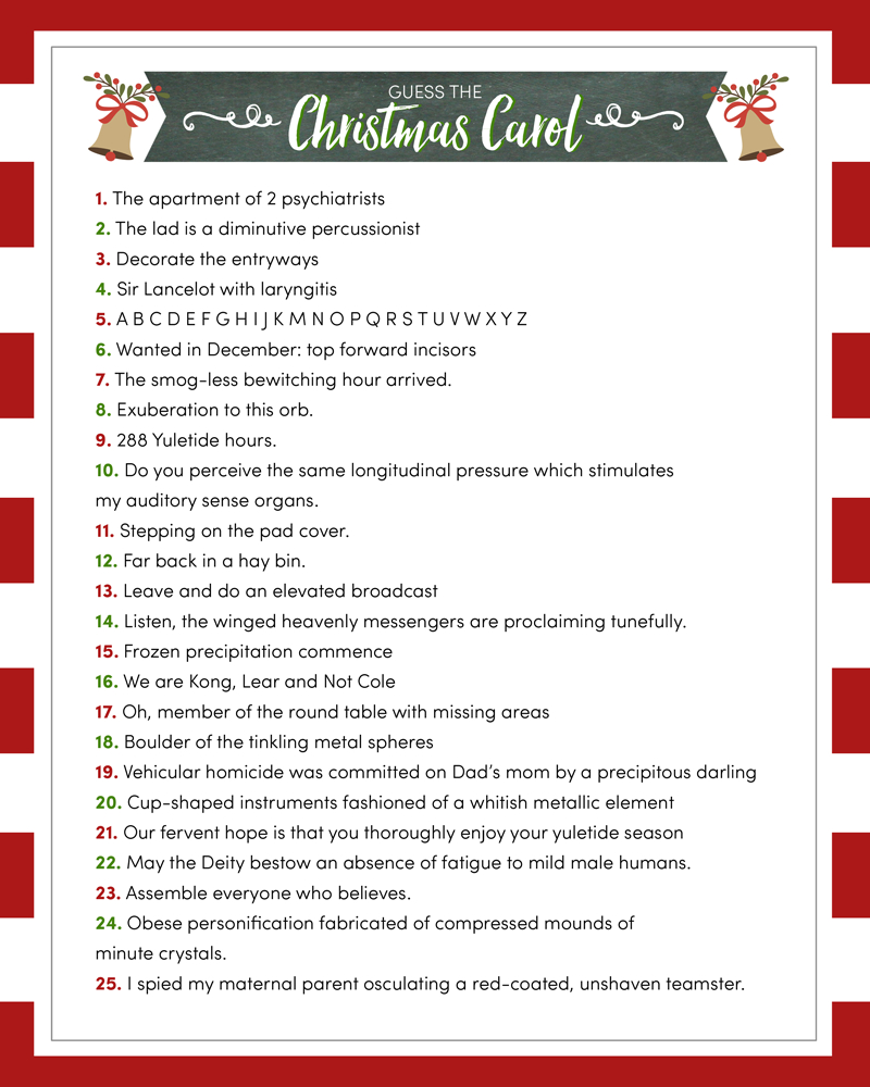 Guess The Christmas Carol Game - Lil&amp;#039; Luna - Free Printable Christmas Song Quiz