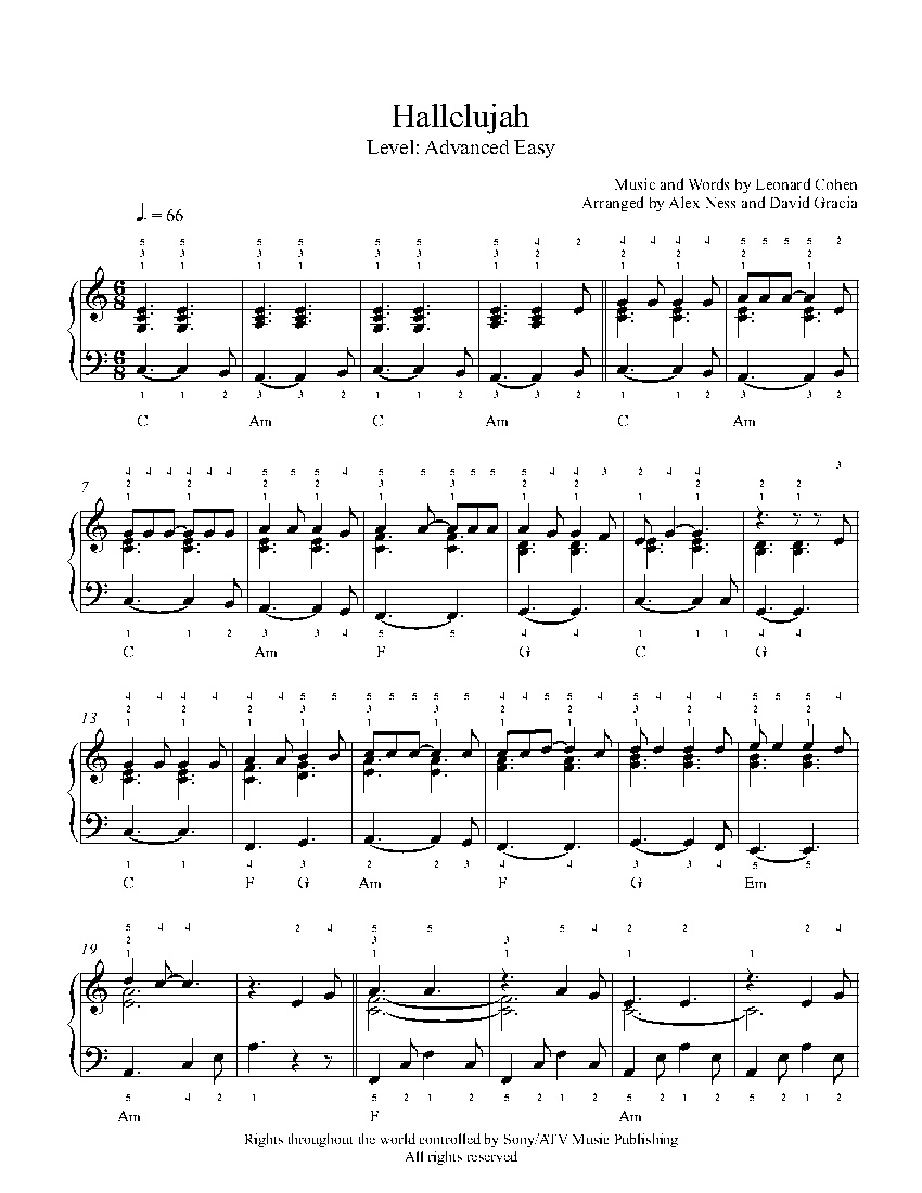 Hallelujahjeff Buckley Piano Sheet Music | Advanced Level - Hallelujah Easy Piano Sheet Music Free Printable