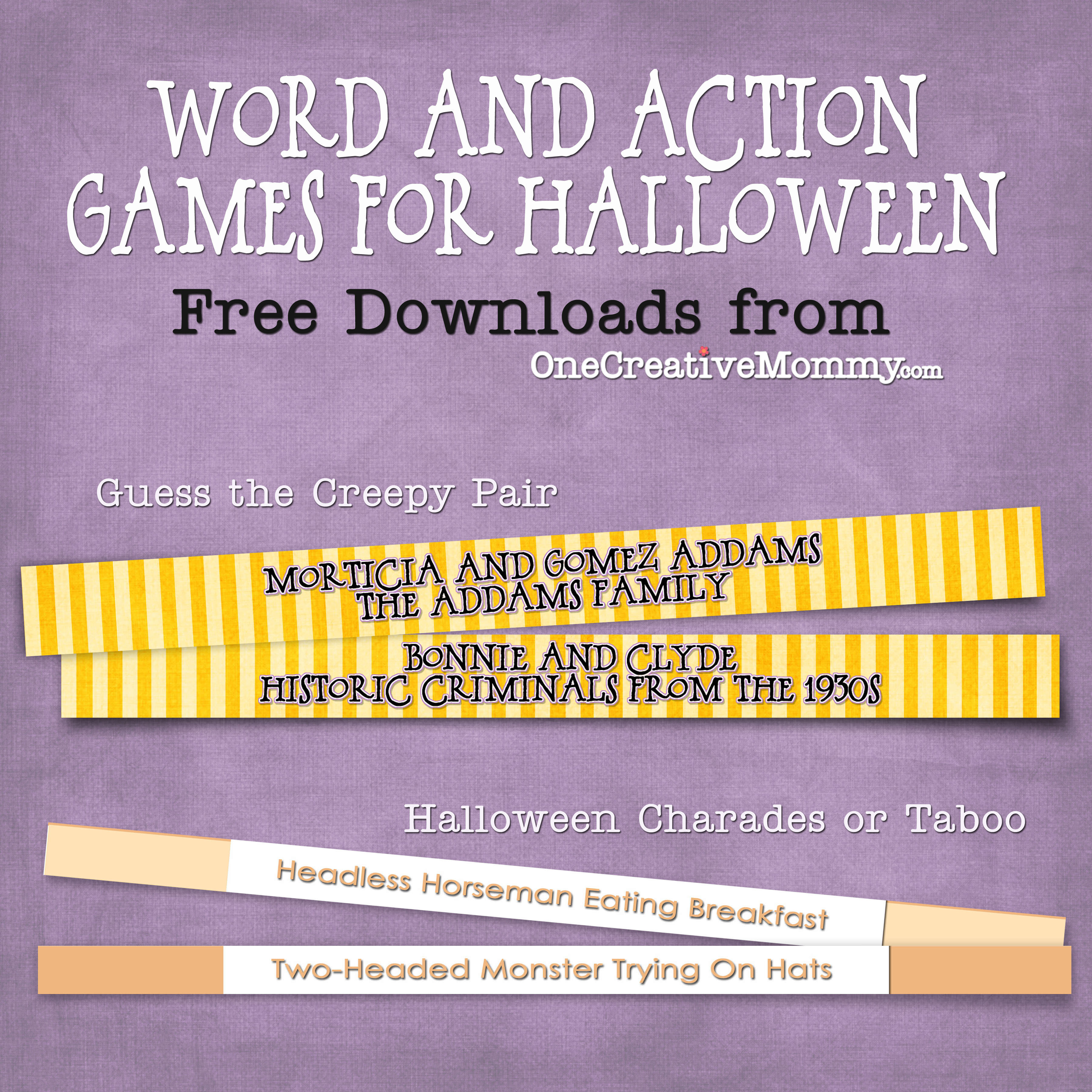 Halloween Party Games {Free Downloads} - Onecreativemommy - Free Printable Halloween Party Games
