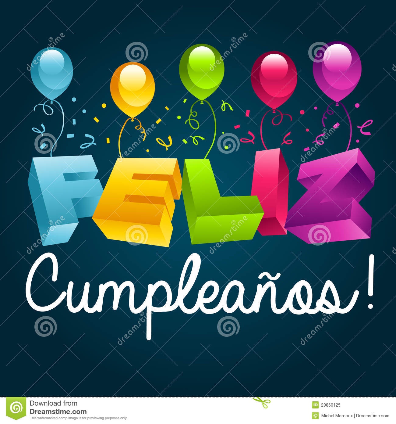 Happy Birthday In Spanish Stock Vector. Illustration Of Card - 29860125 - Free Printable Happy Birthday Cards In Spanish