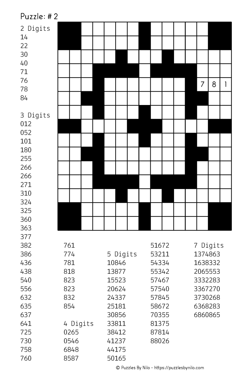 number fill in crossword puzzles