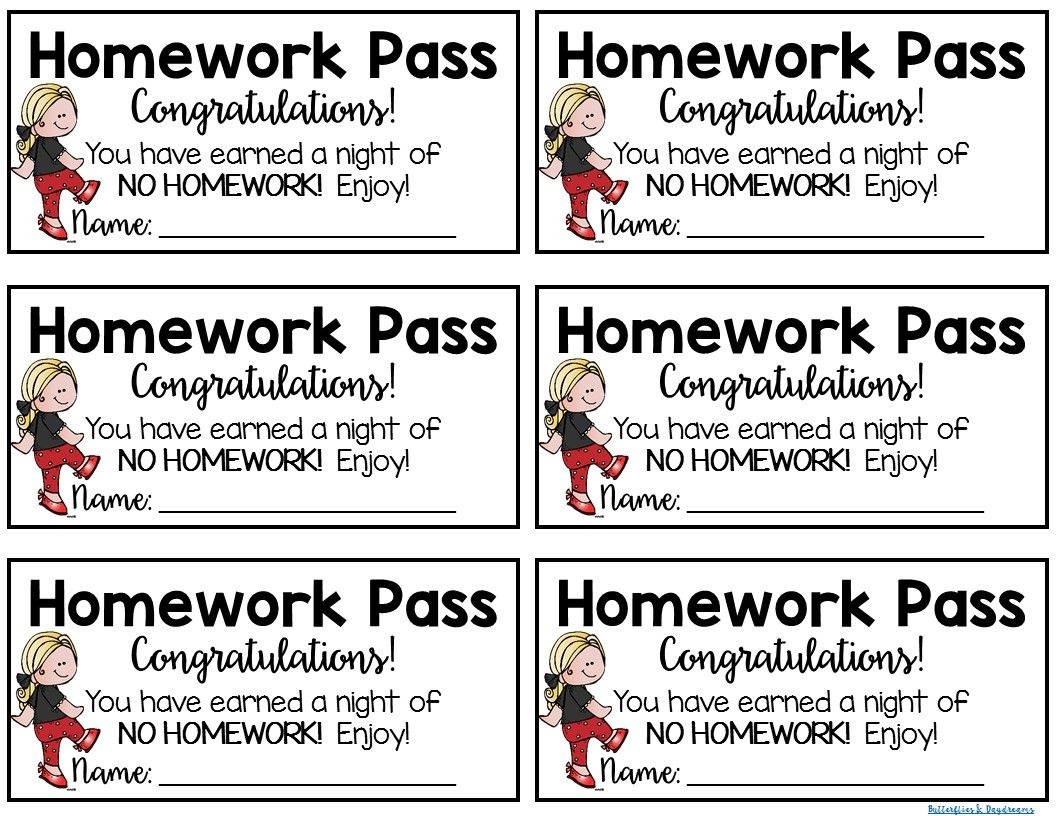 Get Out Of Homework Free Pass Printable Free Printable
