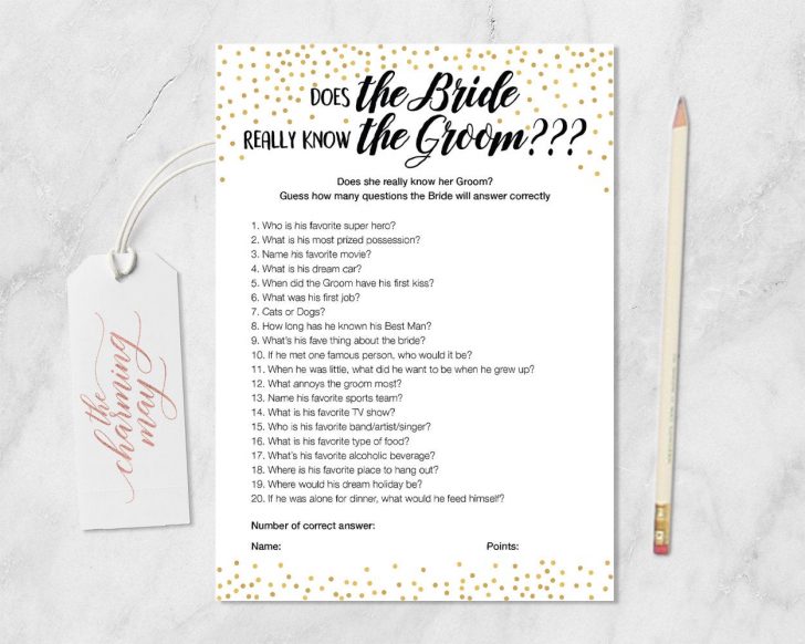 How Well Does The Bride Know The Groom Free Printable