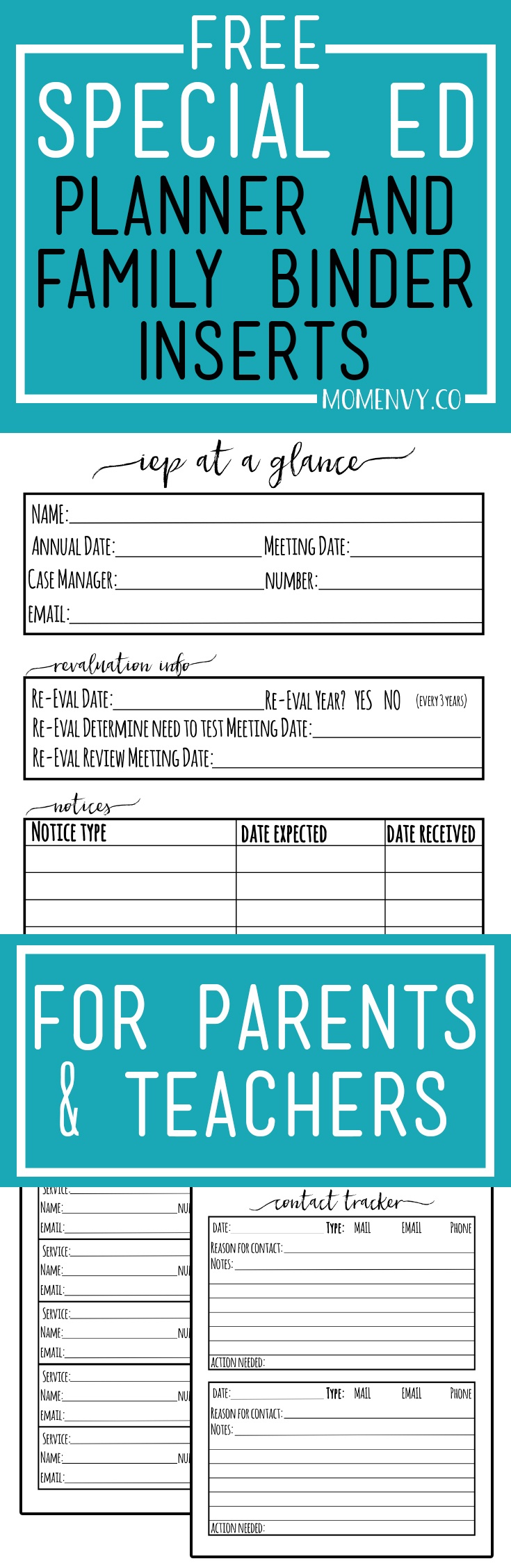 Iep Binder - Free Special Education Planner Inserts - Iep At A Glance Free Printable