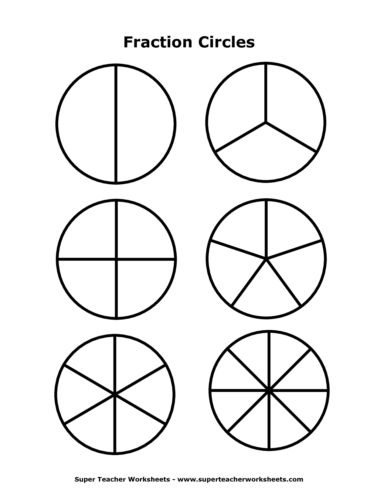 Printable Fraction Circles