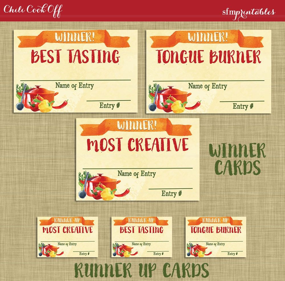 Instant Download! Chili Cookoff Winner Badges Labels / Printable Diy - Chili Cook Off Printables Free