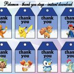Instant Download Pokemon Thank You Tags Pokemon Birthday | Etsy   Free Printable Pokemon Thank You Tags