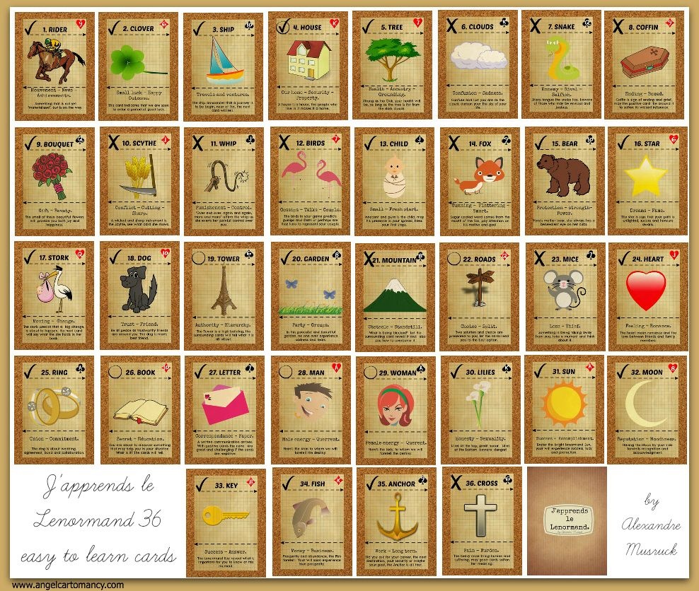 J&amp;#039;apprends Le Lenormand | Adult Color, Free Printables &amp;amp; Collage - Free Printable Lenormand Cards