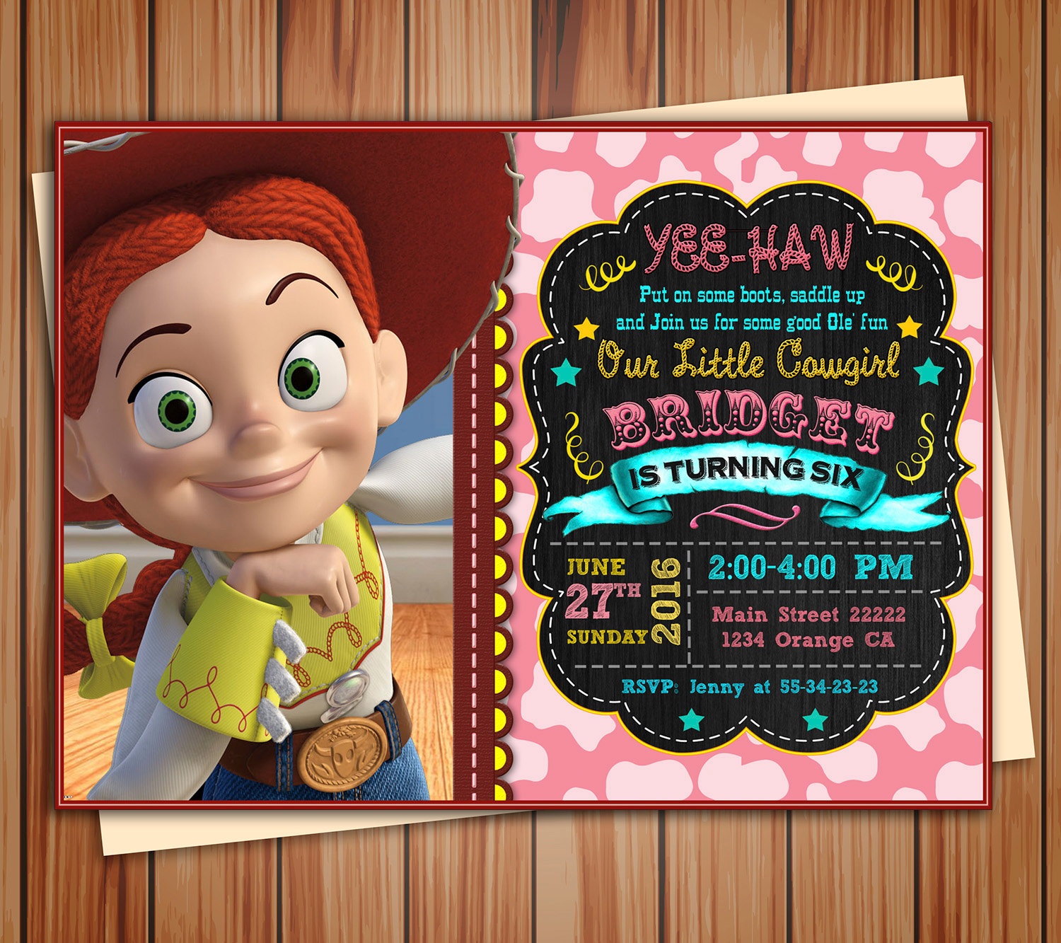 Jessie Cowgirl Toy Story Birthday Photo Invitation Chalkboard | Etsy - Toy Story Birthday Card Printable Free