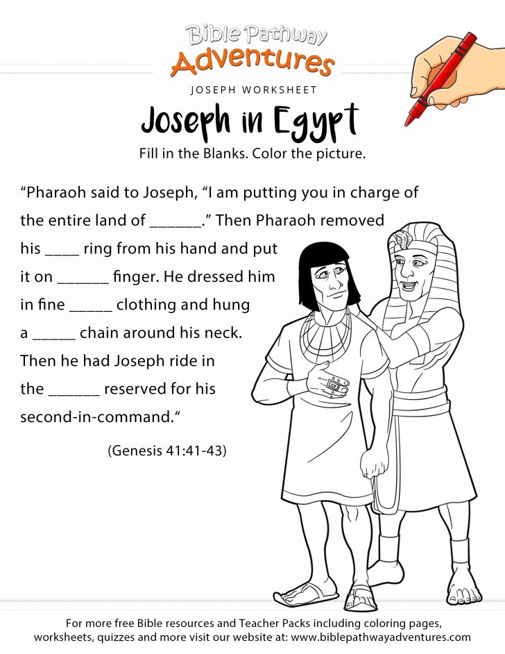 Joseph In Egypt Worksheet And Coloring Page | Sunday School - Free ...