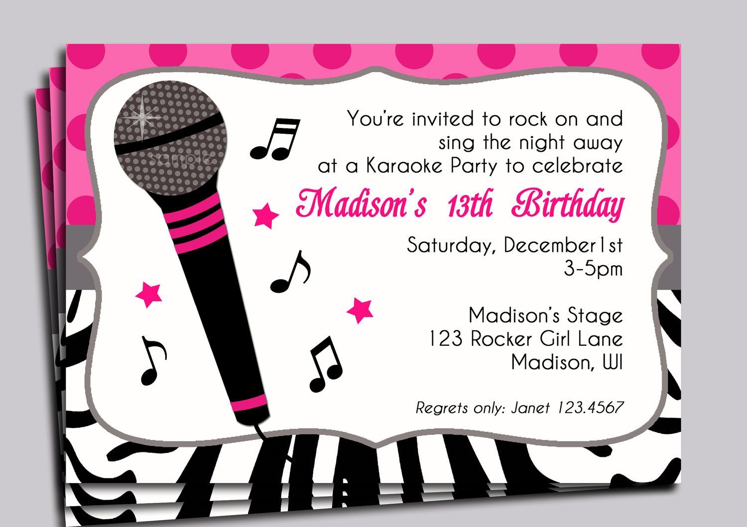 Karaoke Party Invitation Printable - Sing, Microphone, Rock Star - Free Printable Karaoke Party Invitations