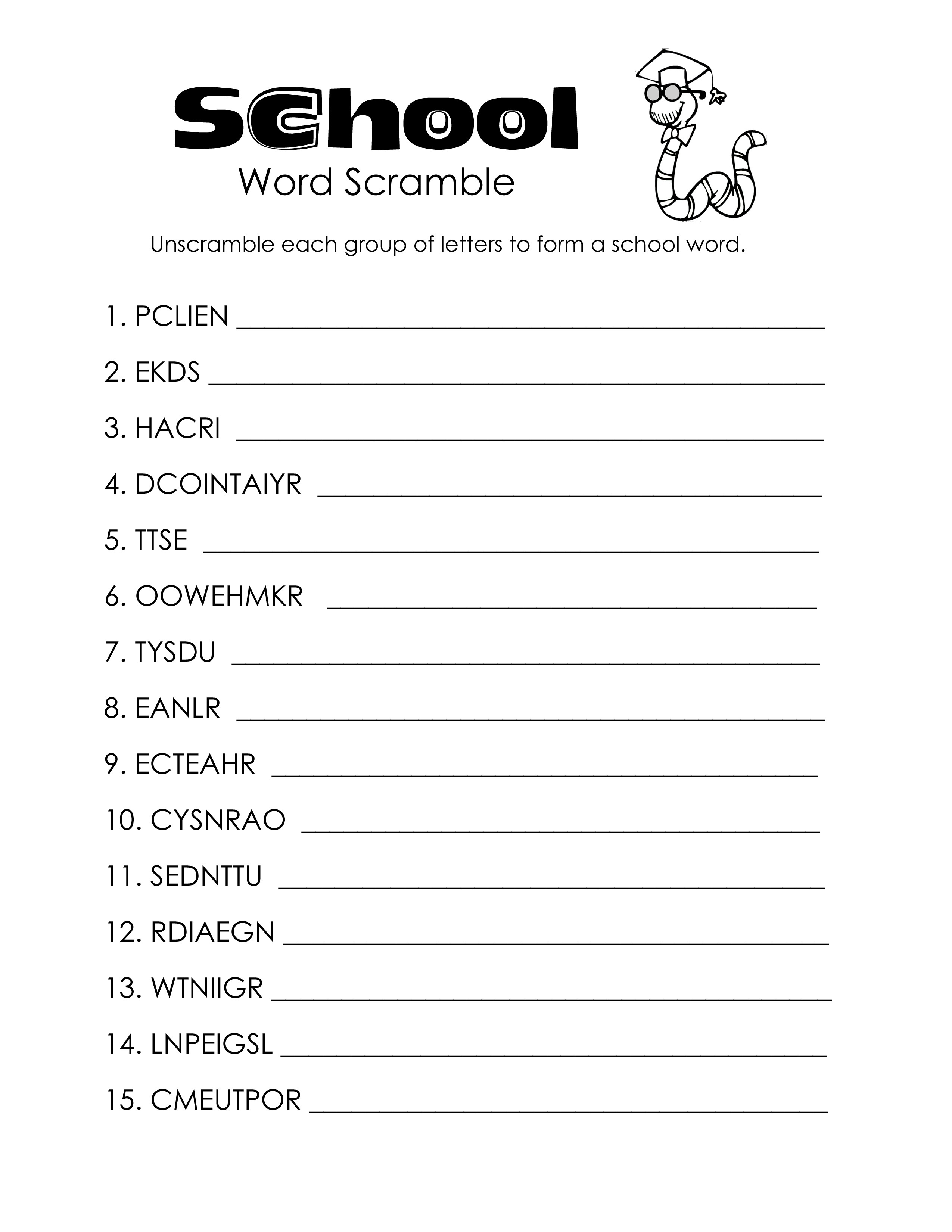 Free Word Scramble Puzzles Printable