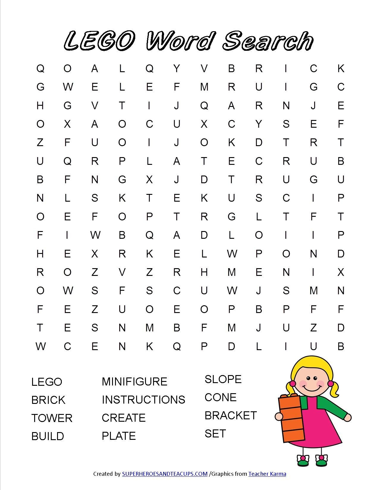 Lego Word Search Free Printable | Батьківство - Create Word Search Free Printable