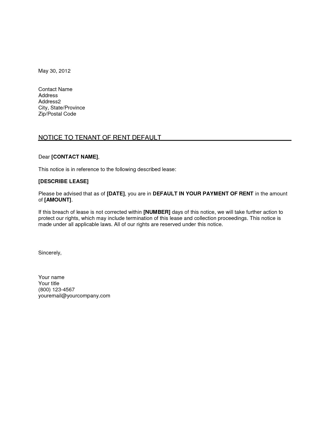 Rent Increase Letter Template