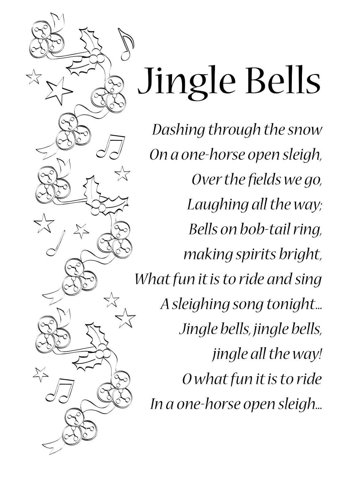 Free Printable Lyrics To Christmas Carols Free Printable