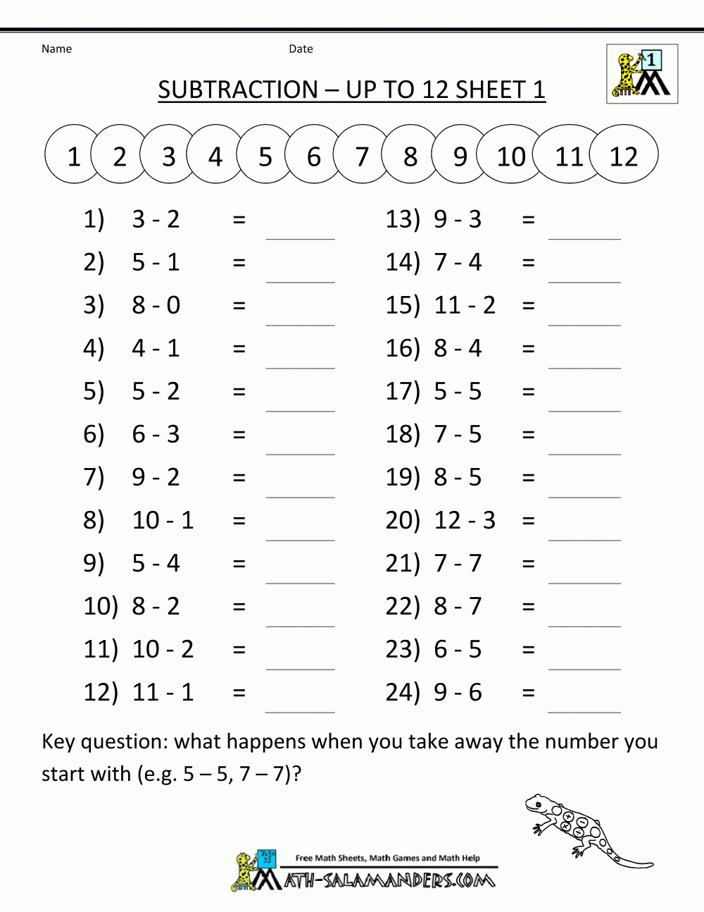 Math Subtraction Worksheets 1St Grade - Free Printable Subtraction Worksheets