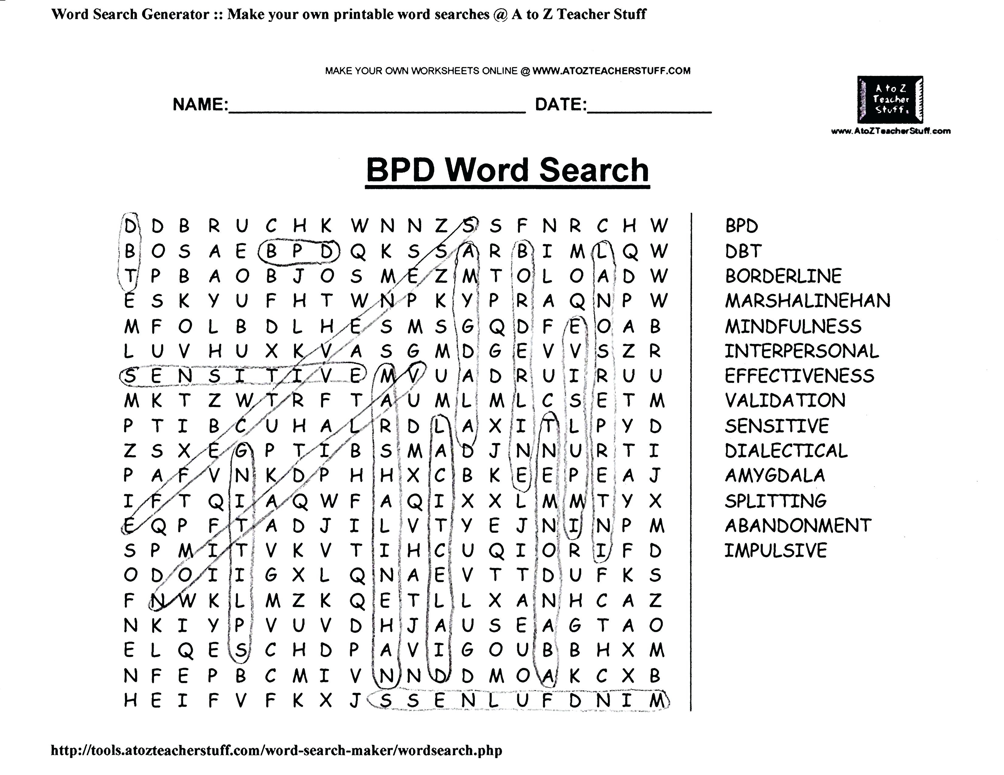 Mental Health Word Search Printable Mental Health Word Search - Free Printable Mental Health Worksheets