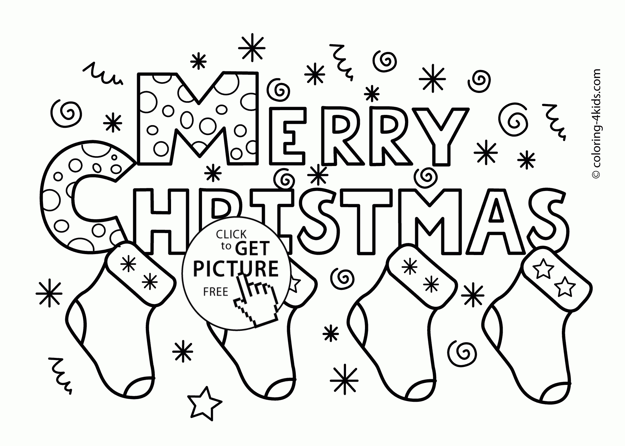Merry Christmas Socks Coloring Pages For Kids, Printable Free - Free Christmas Printables For Kids