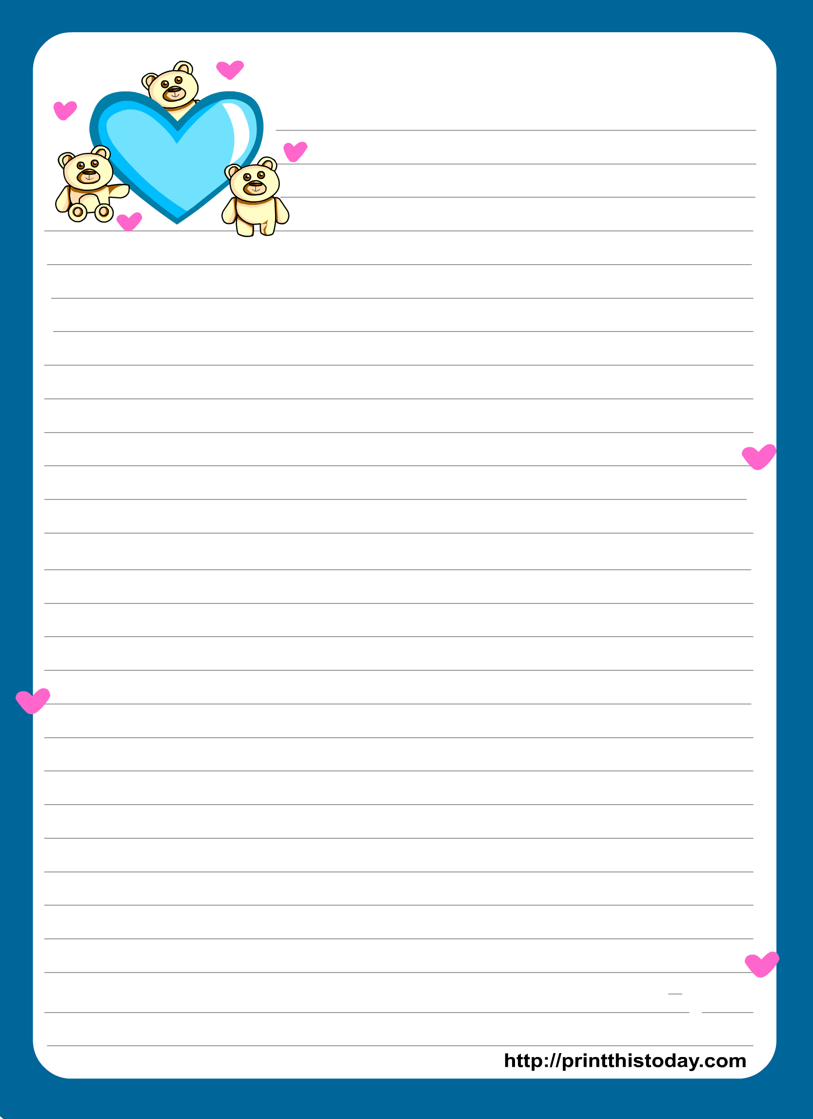 Miss You Love Letter Pad Stationery | Lined Stationery | Free - Free Printable Stationary With Lines